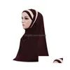 Accessoires de cheveux 2 pièces Femmes musulmanes Foulard Châle Écharpe Hijab Wrap Chapeaux Amira Islamique Fl Er Chapeau de Prière Arabe Culte Servic Dhb1F