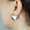 Hoop Earrings 2023 High Polish Gold Plated Simple Heart Shaped Women Girl Classic Fashion Geometric Shape Wedding Gifts Jewelry