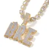 Double Layer Initial Letters Pendant Micro Paved Cubic Zirconia Personalized Custom Name Plated Necklace Hiphop Jewelry