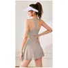 Débardeurs pour femmes Séchage rapide Sports Yoga Soutien-gorge Femmes Cross Strap Sous-vêtements Tennis Jupe plissée Porter Fitness Badminton Outfit Taille haute Courir