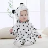 Rompers Hooded Baby Rompers Winter Flannel Costume for Girl Boy Toddler Clothes Kids Overall Animal Panda Tiger Lion Baby Sleepwear 231023