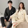 Men's Sleepwear High Quality Men Pajamas Suit Longsleeved Cotton Couple Loungewear Set Soft Warm Autumn Winter Women Pyjamas Outdoor 231020