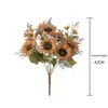 Fleurs décoratives Tournesol Soie Artificielle Bouquet Grande Fleur De Soleil Mariage El Ornemental Marguerite Chrysanthème Cadeau De Fête De Noël