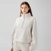 Felpe con cappuccio da donna Autunno Inverno Felpa ispessita a collo alto Felpa con cappuccio da donna Mezza zip Cappotto allentato Manica lunga Corsa Fitness Yoga Suit