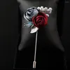 Broches Verkopen Stof Roos Bloem Broche Dames Elegante Parel Lange Naald Rechte Pin