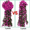 Guirnaldas de flores decorativas 5 pétalos orquídea violeta cesta colgante de pared artificial simulación flor falsa para boda jardín decoración de fiesta al aire libre 231023