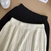 Work Dresses Korea 2023 Autumn Polo Collar Letter Embroidered Casual Long Sleeve T-shirt Women Pleated Knit A-line Skirt Two-piece Suit