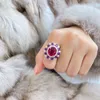 Jóias femininas doce anel de casamento imitação roxo rosa vermelho cristal zircão diamante anel namorada festa aniversário presente ajustável