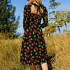 Casual Dresses Cute Cherries Dress Summer Green Leaves Beach Woman Three Quarter Korean Fashion Custom Oversize
