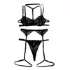 Bras Sets Sexy Erotic Lingerie Women Bra Garters Thongs Patchwork See Through Set Underwear Porn Costumes
