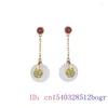 Boucles d'oreilles à tige en Jade blanc, Donut, calcédoine, amulette de mode, cristal naturel, argent 925, Zircon, bijoux cadeaux, pierres précieuses