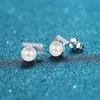 Pendientes LORIELE Perlas de moissanita auténtica de 7 mm cultivadas en agua dulce para joyería de diamantes de plata de ley