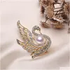 Jewelry Settings Wholesale Fashion Luxury Pearls Brooch Mount Crystal Dragonfly Thick Gold-Plated Pearl Semi-Finished Products Drop De Dhqwz