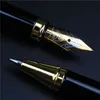 Fountain Pens Golden Metin Özel Graved Fountain Pen Ofis Okulu Anma hediye Tam Metal Kalem Öğrenci Yazma Silindir Pen Kırtasiye 231023