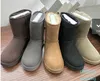 Bota de plataforma Diseñador de invierno australiano Tasman Tazz Botas de piel Zapatillas Castaño Arena Mostaza Semilla Beige Cálido Tobillo corto Zapatos