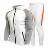 Trainingspakken voor heren Herfst Winter trainingspak Heren Contrast Gym 2-delige sets Hardloopoutfits voor heren Sportkleding met capuchon en broek Tweedelige sets J231023