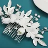 Hair Clips Floral Comb Ceramic Flower Barrettes Wedding Jewelry Women Accessories Pearls Leaves Design Exquisite Headpieces