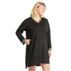 Plus Size Jurken Dameskleding Losse 2023 Zomer Dikke Oversized V-hals Contrasterende Kleur Jurk Zwart