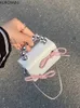 Akşam çantaları sevimli kadın çanta bandaj yay zinciri kulaklık çantaları moda tatlı mini bolsa japon kawaii kadınlar için el çantaları 231019