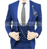 Men's Suits Costume Man Blazer Beach Notched Lapel Single Breasted Wedding Tuxedos (Jacket Vest Pants) Three Pieces Groom Formal