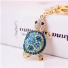 Keychains Lanyards Creative and Lovely Diamond Inlaid Turtle Car Key Chain Womens Bag Accessories Animal Metal Pendant Drop Delivery Dhzld