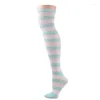 Women Socks INDJXND Fashion Striped Knee Cotton Stockings Thigh High Over For Ladies Warm Long Stocking Sexy Medias