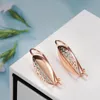 Dangle Earrings Sweet Vintage Hollow Two-Color Leaves For Women 585 Rose Gold Luxury Accessories Girl Jewelry