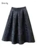 Kjolar vintage hög midja jacquard blommig kjol för kvinnor streetwear damer sido blixtlås svart bubbla faldas 2023 hösten k362