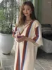 Casual Kleider Sommer Frauen Kleid Lange Abend Weibliche Vintage Maxi Party Oversize Strand Frau Elegante Prom Streifen Quaste