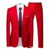 Costumes pour hommes Mode Taille américaine Costume Ensemble Hommes Deux pièces Rouge pour les bals de mariage Groomsmen Slim Fit Loisirs Tuxedos