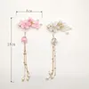 Grampos de cabelo tradicional artesanal flores de cerejeira clipe feminino hanfu menina hairpin