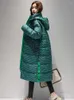 Casacos de trincheira femininos 2024 inverno quente parka xadrez longo sonw casaco moda engrossar com capuz puffer jaqueta feminina à prova de vento outwear