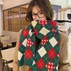 Nieuwe gekleurde geruite gebreide sjaal dames herfst en winter Koreaanse editie Veelzijdig warm student kerst wollen hals 231015