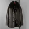 Jaqueta de couro masculina de inverno, casacos de pele de shearling, jaquetas de couro falso, sobretudo grosso e quente, roupas plus size