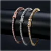 Charm Bracelets M 4Mm 5Mm Tennis Bracelet Moissanite Bracelets Diamond Jewelry Women 18K Rise Gold Sier Tenis Iced Out For Men Party C Dhawn