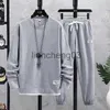 Herrspår 2023 Spring Autumn New Men's Two Piece Set Linen Fabric Casual Sweatshirt och Sweatpants Set Mens Sports Suit Fashion Tracksude J231023