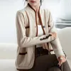 Women's Knits Autumn And Winter Cardigans For Woman Classic Elegant Stand Collar 2023 Arrivals Wool Knitted Coat Is Soft Noble