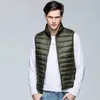 Men's Down Parkas Man Lightly Down Vest Men's Short Stand -up Standing Collar Down Warm Shoulder Portable Striped Jacket S-3XL 231023