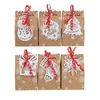 Juldekorationer Kraft Paper Presentväskor 24st Party Favor Wrapping Holiday Supply for Cookies Toys Winter