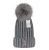 Designer Winter Gestrickte Beanie Hut Frauen Grobstrick Dicke Warme Kunstpelz Pom Pom Beanies Hüte Weibliche Bonnet Beanie Caps