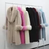 Kadın Yün Karışımları Trençkot Kadın Yün Palto Gerçek Kürk Yaka İle Zarif Kereste Çift Kesin Kısır Kış Ceketi Kadınlar 231021