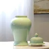 Şişeler açık yeşil tek renkli zemin vazo büyük bitki seramik zencefil kavanoz masası dekor 14 inç için benzersiz Çince