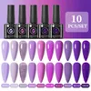 Akrylpulver vätskor ur socker 10pcsset färg gel nagellack set höst vinter 140 färger semi permanent uv led lack blöt av lack 231023