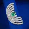 Hyperbole Emerald Diamond Ring 100% Real 925 Sterling Silver Party Wedding Band Rings for Women Bridal Engagement Smycken