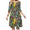 Vestidos casuais engraçado macaco vestido floral impressão festival verão sexy colarinho quadrado rua estilo padrão tamanho grande 4xl 5xl