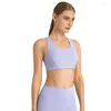 Yoga Outfit Effen Kleur Fitness Sportbeha Uitsparing Vest Dames Crop Top Lingerie Met Borstkussen Hoge Ondersteuning Gym Sportkleding