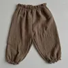 Trousers Kids Baby Boys Girls Children Summer Pants Toddler Comfy Linen Pant Loose Casual Breath Oversize Jogger