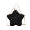 Sacs de soirée Marque Designer Chaîne Perle Soie Plaid Matelassé Femmes Pochette Sac Mode Main Petite Étoile Pour La Fête