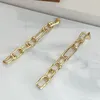 Boucles d'oreilles à clous pour femmes, bijoux de marque européenne et américaine, vente en gros, anneau d'épissure Simple, chaîne longue et fine pour femmes