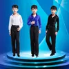 Stage Wear 2023 Boy Latin Dancewear Ruffly Blu Bianco Nero Sala da ballo Modern Boys Costumi di danza Vestiti